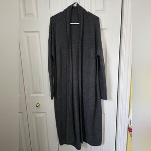 Long Gray Wool Blend Open Front Duster Cardigan M/L